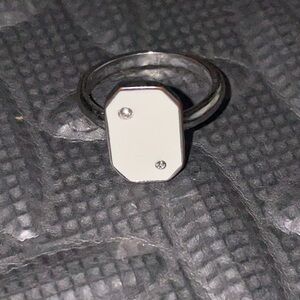 Free people rhinestone diamond-like enamel white ring 6.5/7 dice